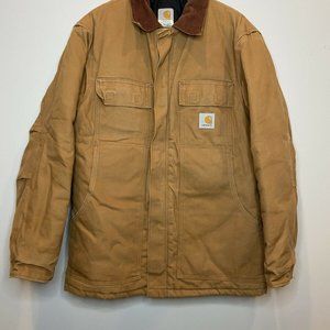 Carhartt Tan Jacket with Brown Collar